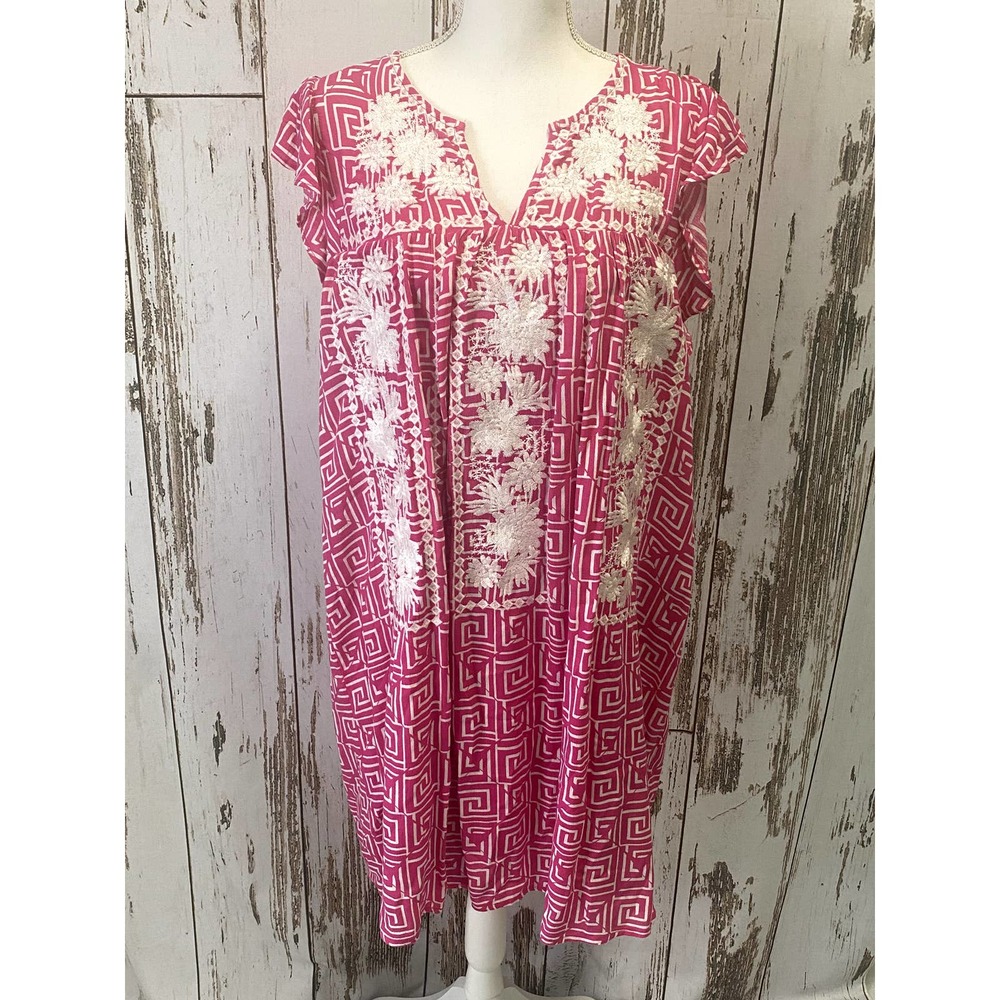 NWT Angel Heart Sleeveless Pink And White Embroidered Dress - Picture 4 of 7